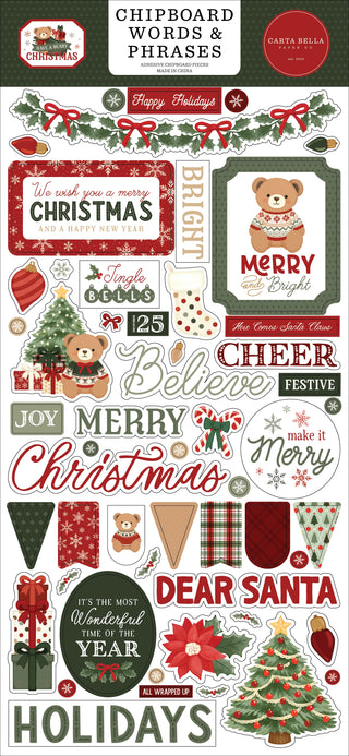 Have A Beary Christmas 6 x 13 Chipboard Words & Phrases