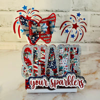 American Flag Butterfly Straw Topper