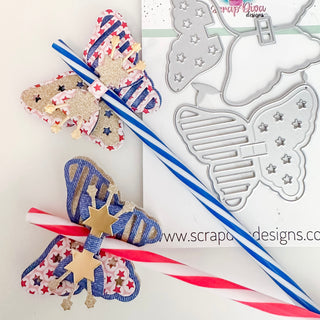 American Flag Butterfly Straw Topper
