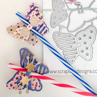 American Flag Butterfly Straw Topper