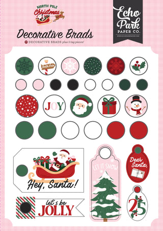 North Pole Christmas Decorative Brads