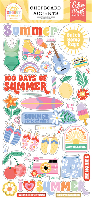 Our Groovy Summer 6x13 Chipboard Accents